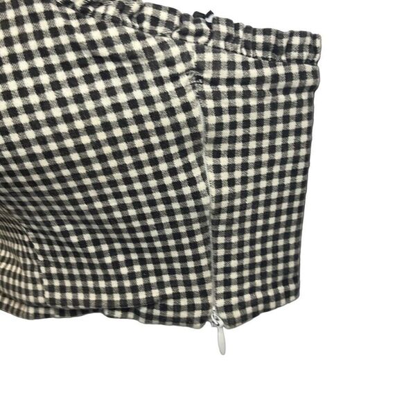 Forever 21 Small Black White Gingham Plaid Crop Tank Top Milkmaid Ruffles Rodeo - Picture 4 of 6